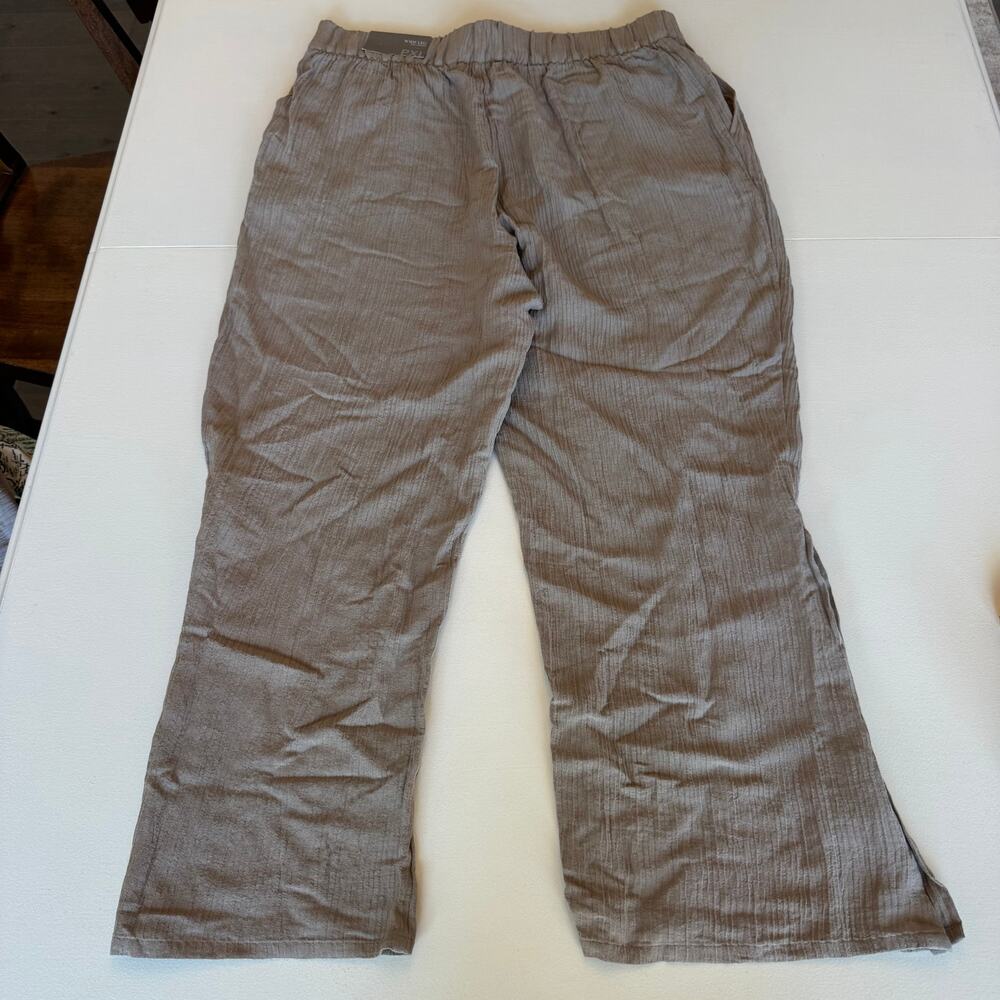 Soft Surroundings New Oceo Gauze Wide Leg Elastic Waist Pants Pebble Taupe PXL - Picture 3 of 8